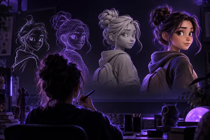 Animated character depth example